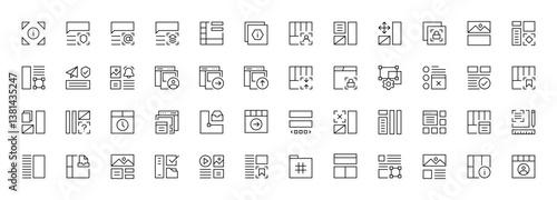 User interface outline icons collection. Essential, interface components and more. Editable stroke. Pixel perfect.