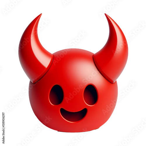 3D Halloween red devil horns. Cutout satan character horns design element isolated on white background
