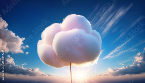 Surreal Cloud Tree in Blue Sky