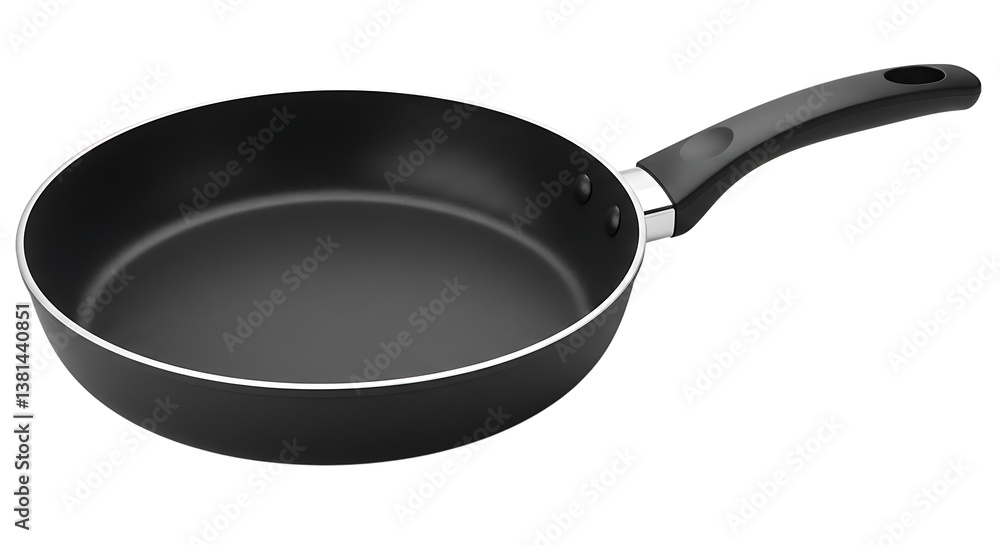 Black nonstick frying pan with handle isolated on white background Black nonstick frying pan with handle isolated on white background