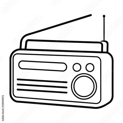 Minimalist Retro FM Radio Outline Illustration