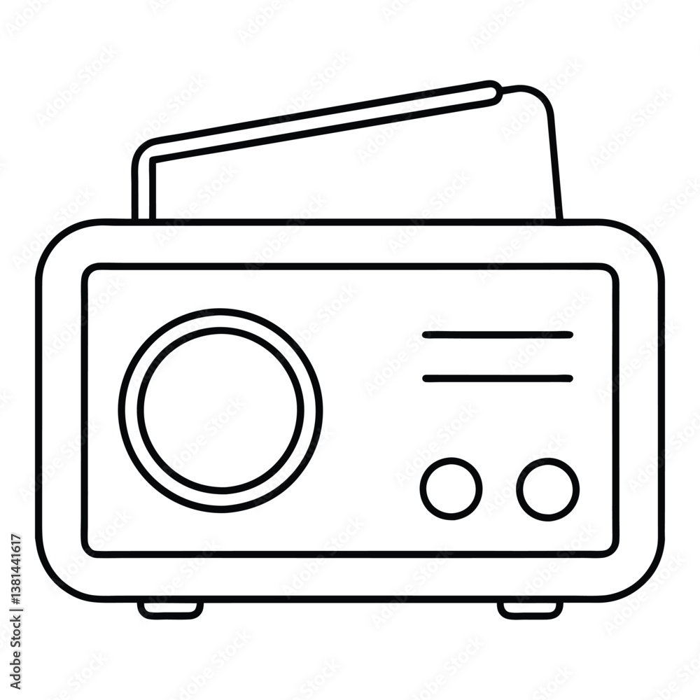 Fototapeta premium Minimalist Retro FM Radio Outline Illustration
