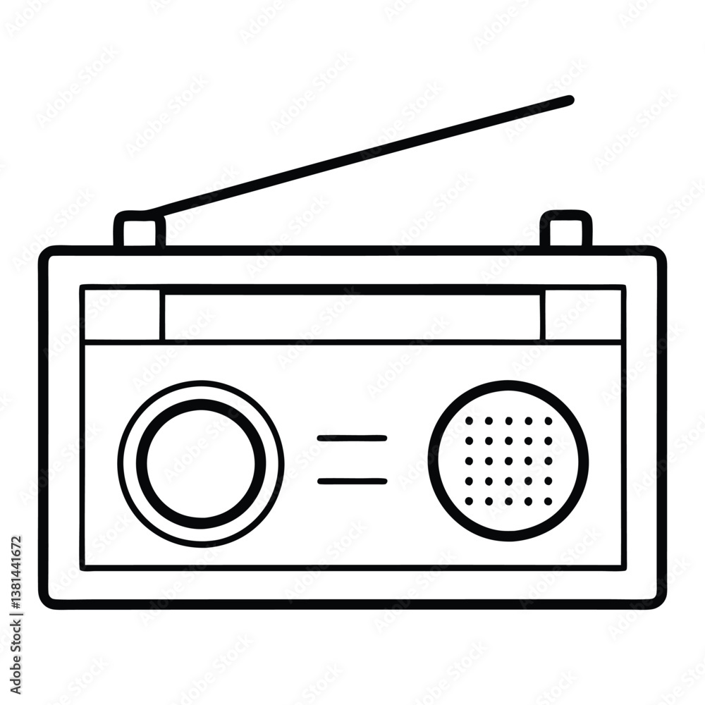 Obraz premium Minimalist Retro FM Radio Outline Illustration