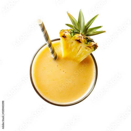 fresh pineapple smoothie seen from top angle

