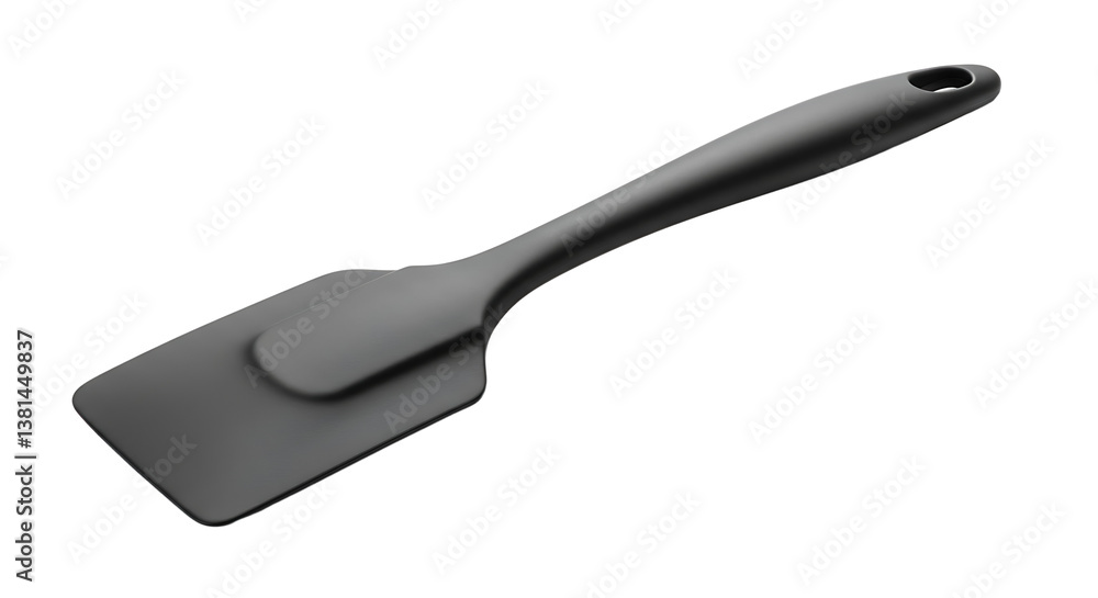 Fototapeta premium Black Silicone Spatula on White Background Perfect for Kitchen Utensils