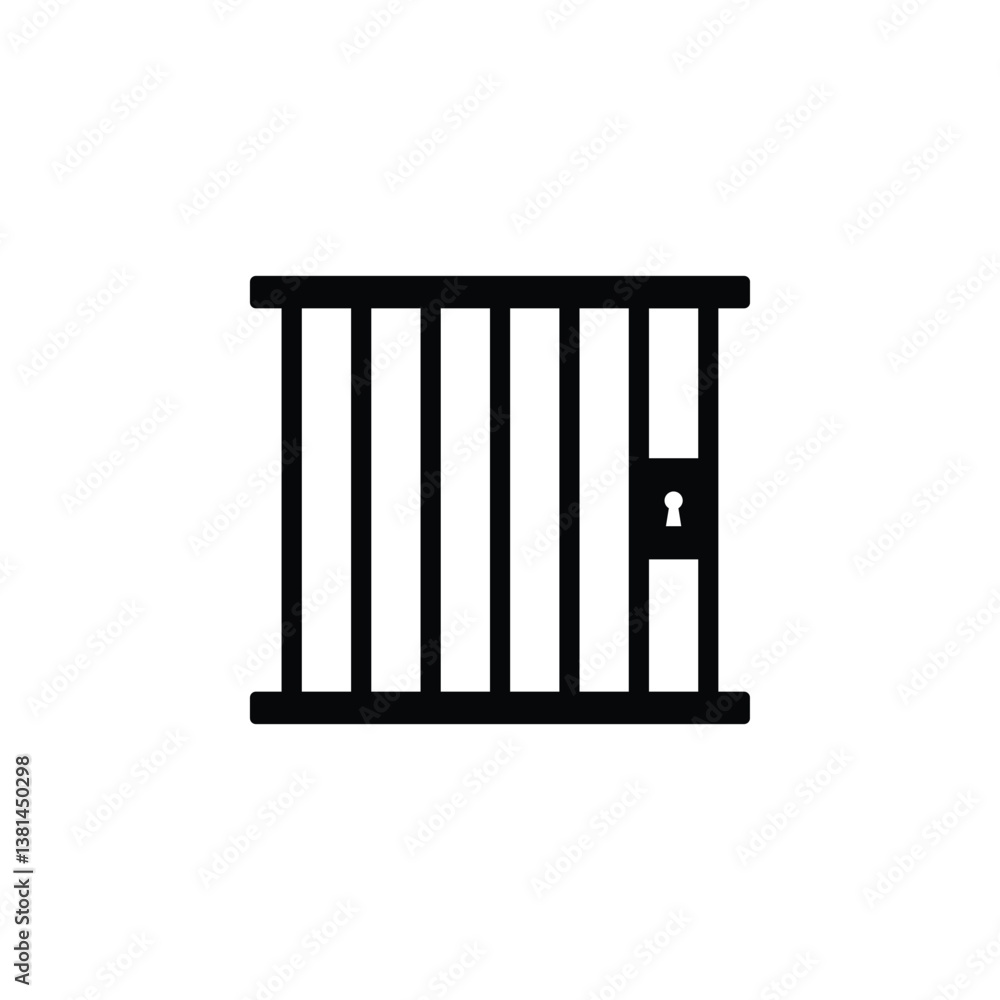 Icon of a prison, symbolizing security, confinement, and justice in a clear, minimalist design. Icon of a prison, symbolizing security, confinement, and justice in a clear, minimalist design.