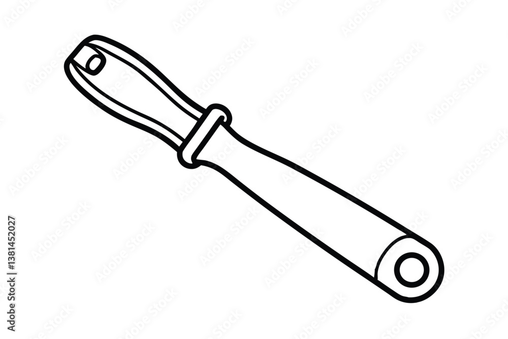 Line art drawing of a bottle opener with a classic shape.eps Line art drawing of a bottle opener with a classic shape.eps