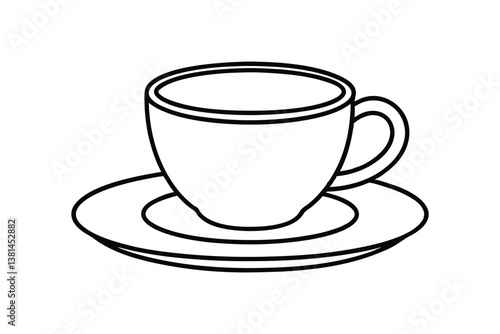 Line art drawing of a small espresso cup with a handle.eps