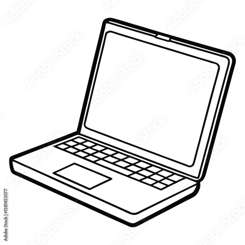 A clip art of Laptop outline illustration isolated on white background
