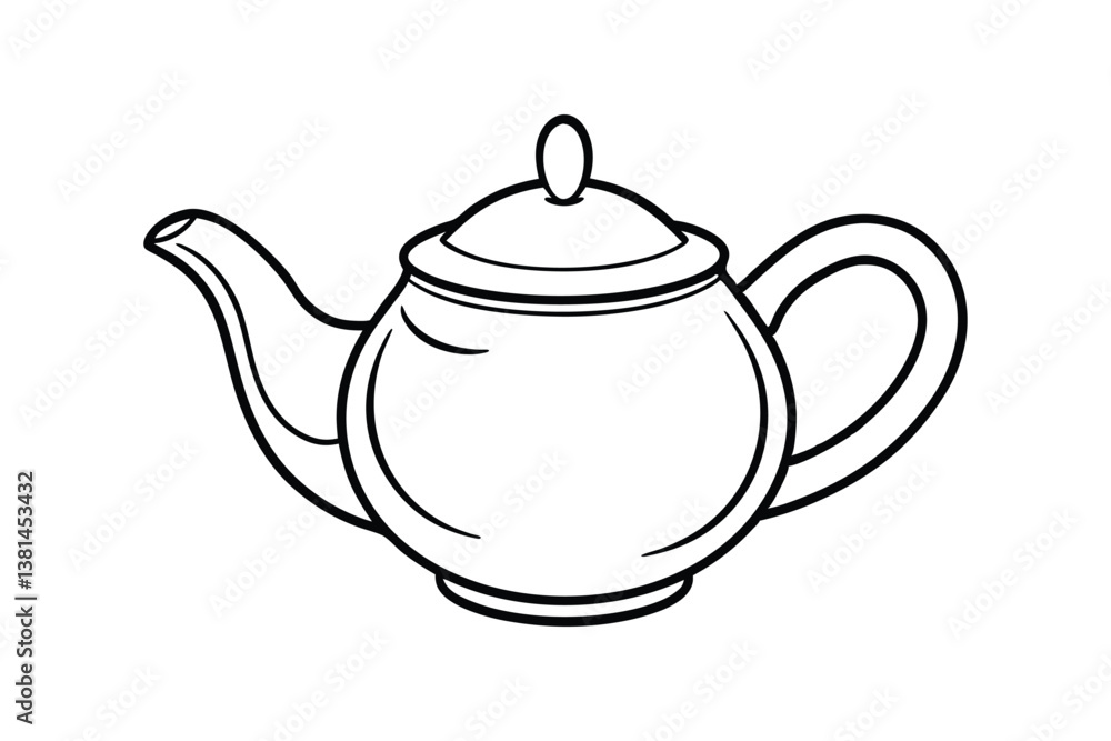 Line art drawing of a teapot with a curved spout and a round lid.eps Line art drawing of a teapot with a curved spout and a round lid.eps