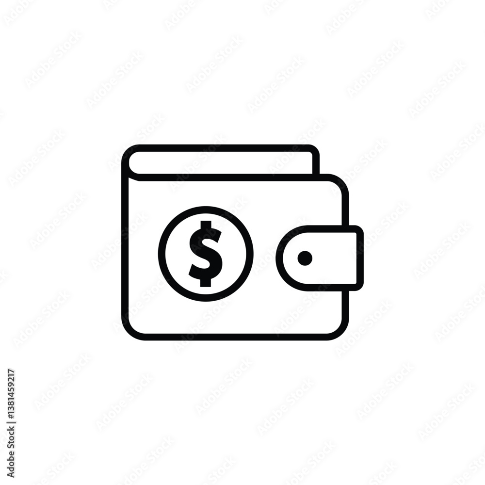 Stylish wallet icon, perfect for finance, shopping, and personal finance themes. Stylish wallet icon, perfect for finance, shopping, and personal finance themes.