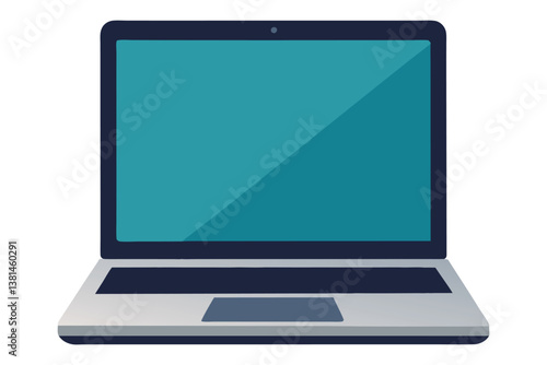 A Modern Minimalist Vector Illustration of Laptop on white background
