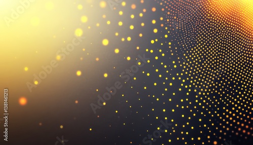 Wallpaper Mural A gradient halftone pattern of yellow to orange dots on a charcoal gray background, with light shining from the top right corner Torontodigital.ca