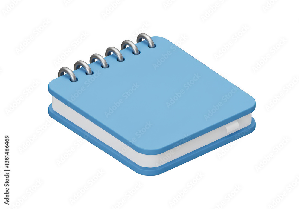 Illustration of a light blue notebook with metal rings on transparent background Illustration of a light blue notebook with metal rings on transparent background