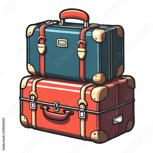 vintage travel cases cartoon vector illustration
