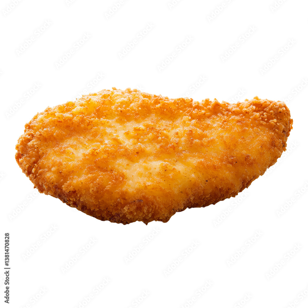 one chicken cutlet served on a plate, low-angle view
one chicken cutlet served on a plate, low-angle view