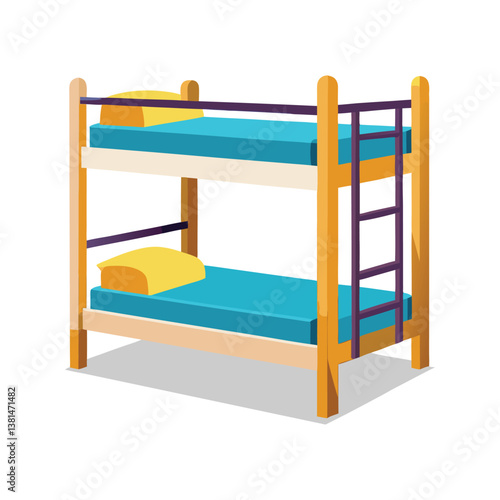 A vector illustration of furniture bunk bed for children on white background