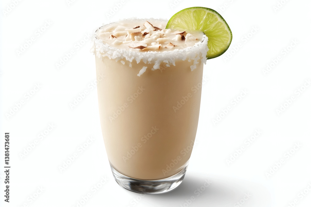 Classic Coconut Margarita with Salted Rim and Lime Wedge Classic Coconut Margarita with Salted Rim and Lime Wedge
