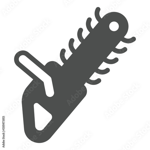 Handheld chainsaw solid icon, forest industry concept. Vector graphics. Wood work equipment, wood sawing sign on white background, glyph style icon for mobile or web design.