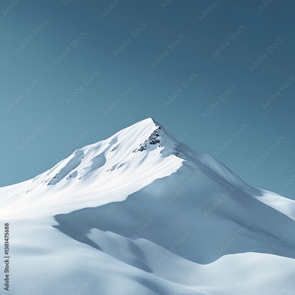 Fototapeta premium Snowy mountain peak against a clear sky. Vast expanse of pristine white snow