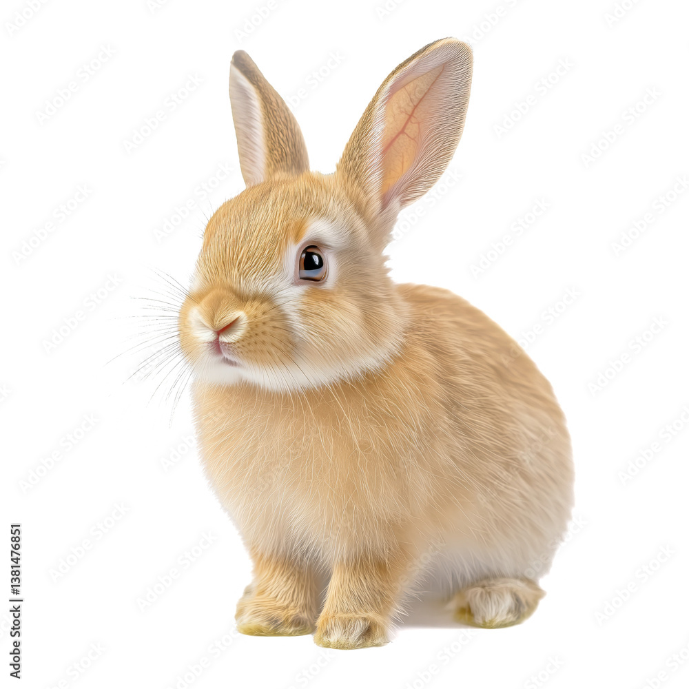 Cute Fluffy Rabbit Sitting on White Background With Curious Expression Cute Fluffy Rabbit Sitting on White Background With Curious Expression