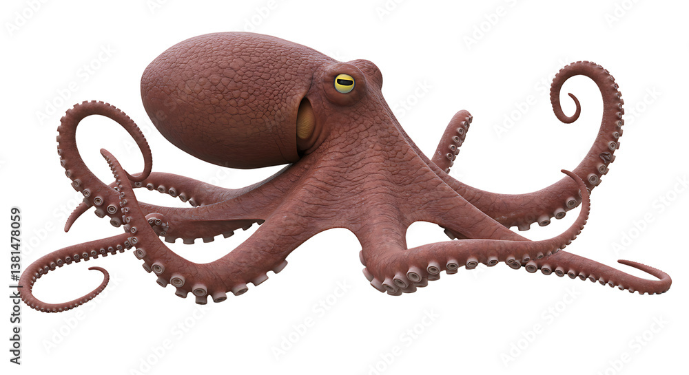Isolated Octopus Illustration with Tentacles on White Background Marine Life Isolated Octopus Illustration with Tentacles on White Background Marine Life
