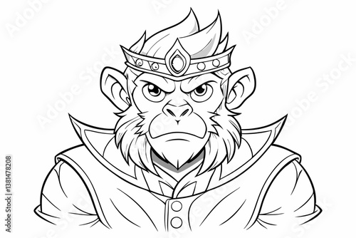 coloring page line art the monking king black vector