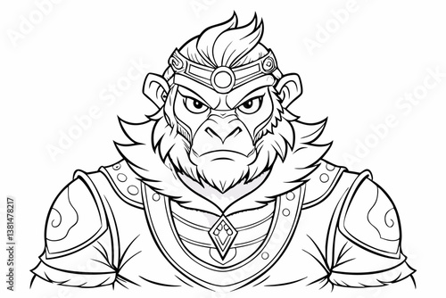 coloring page line art the monking king black vector