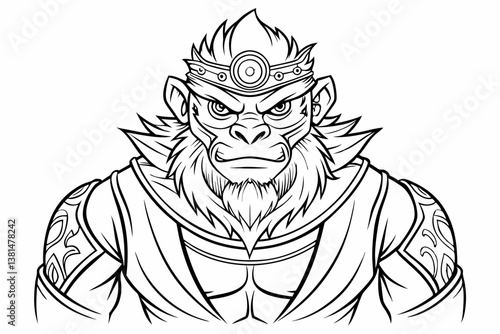 coloring page line art the monking king black vector