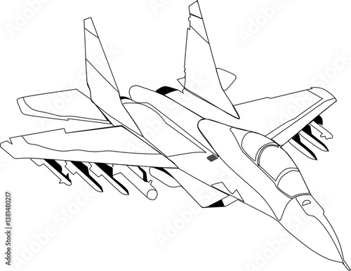 vector illustration military fighter jet plane 