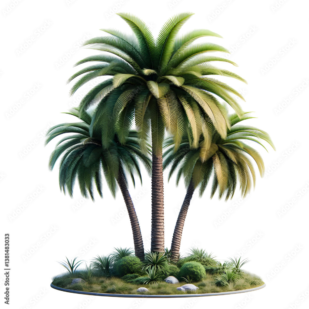 A realistic palm tree on a white background A realistic palm tree on a white background