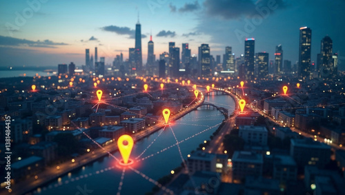 Wallpaper Mural City Connect: Glowing Locations, Technology, and Urban Connectivity Torontodigital.ca