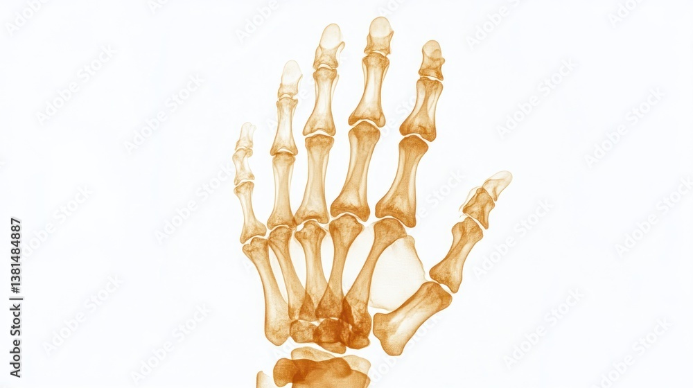 Detailed Xray of a Human Hand Skeleton Highlighting Bone Structure and Anatomy for Medical Ed Detailed Xray of a Human Hand Skeleton Highlighting Bone Structure and Anatomy for Medical Ed