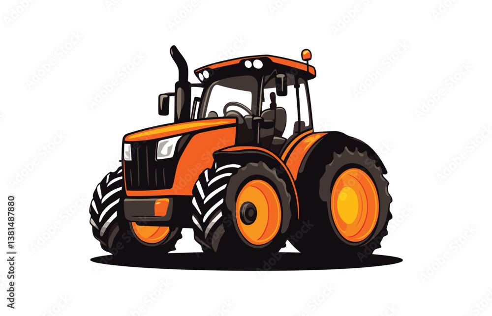 Obraz premium High Quality Tractor Icon And Vector Illustration Featuring a Detailed Farming Tractor Logo Vehicle Design, Perfect for Agricultural and Rural Industry Concepts.