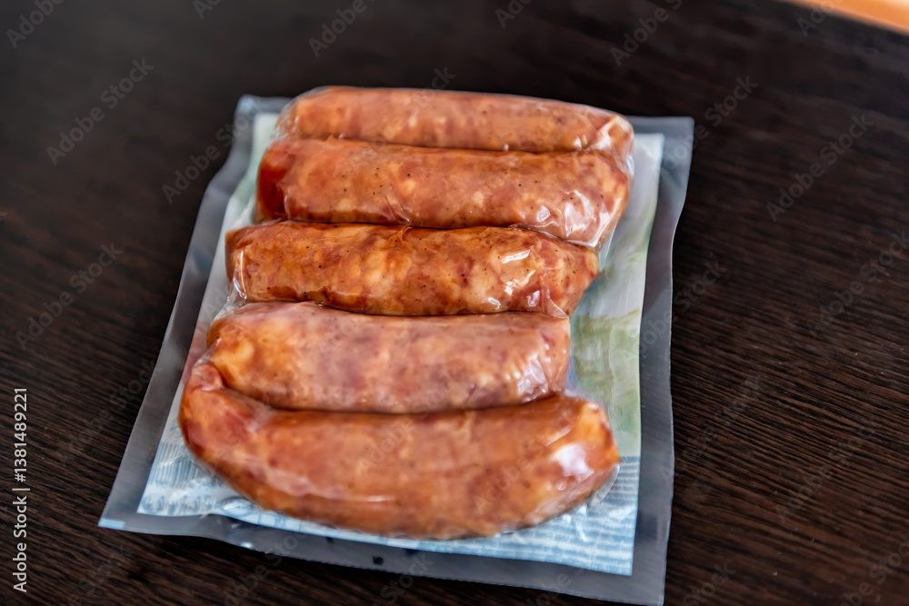 Montenegro local vacuum packed red meat pork sausages known as kobasica slanina Montenegro local vacuum packed red meat pork sausages known as kobasica slanina