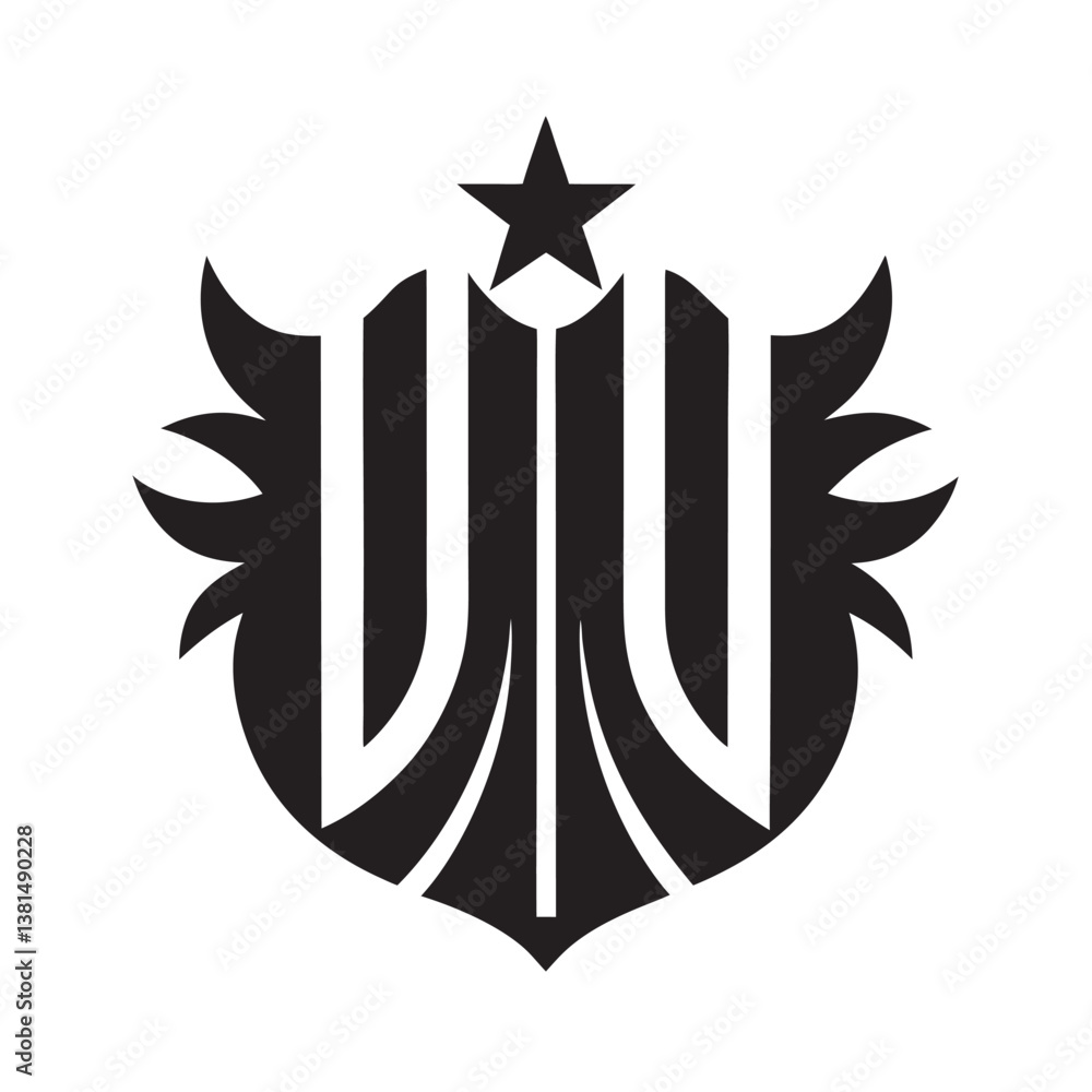 Fototapeta premium Golden winged shield heraldic emblem design of France