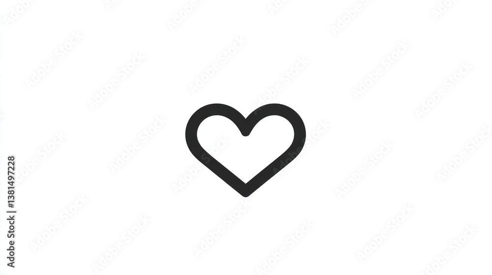 Simple Heart Outline Minimalist Black and White Love Symbol for Design Emotion Romance Vale Simple Heart Outline Minimalist Black and White Love Symbol for Design Emotion Romance Vale