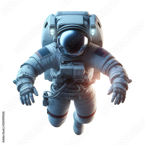 Astronaut floating in space isolated on white background