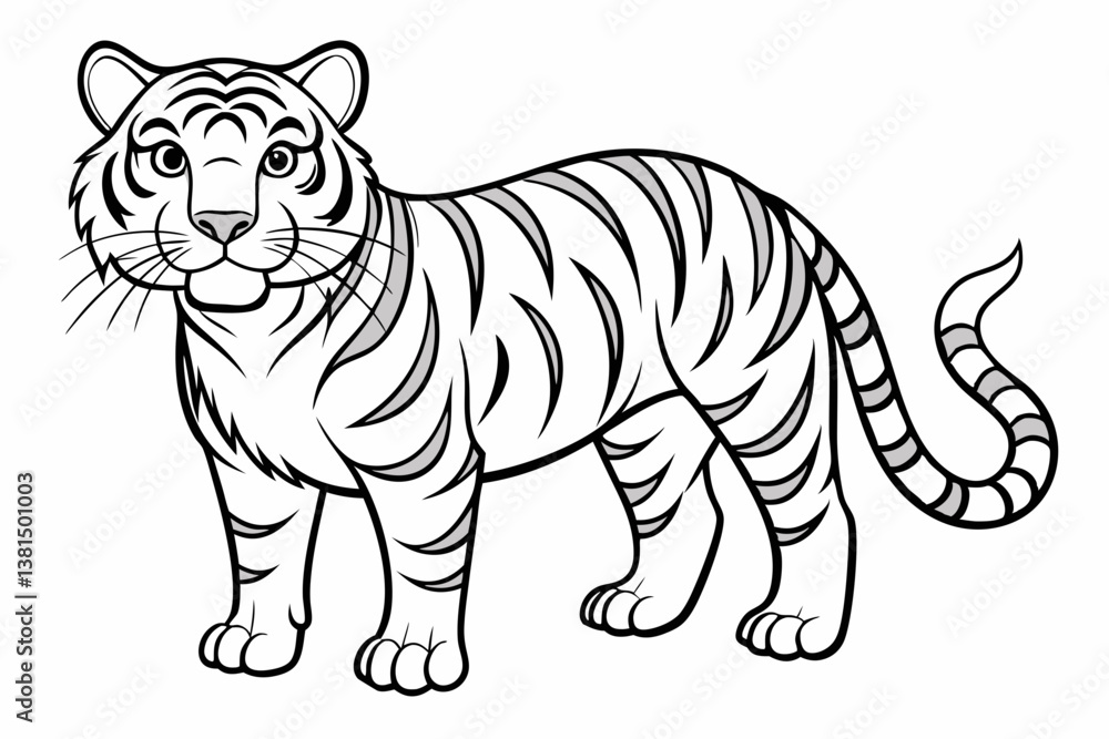 Fototapeta premium coloring page line art the tiger black vector