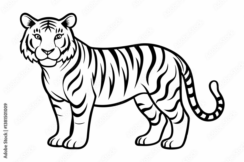 Fototapeta premium coloring page line art the tiger black vector