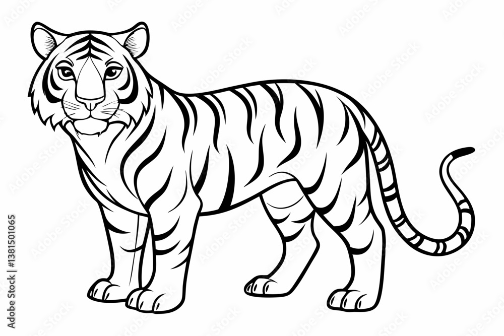 Fototapeta premium coloring page line art the tiger black vector