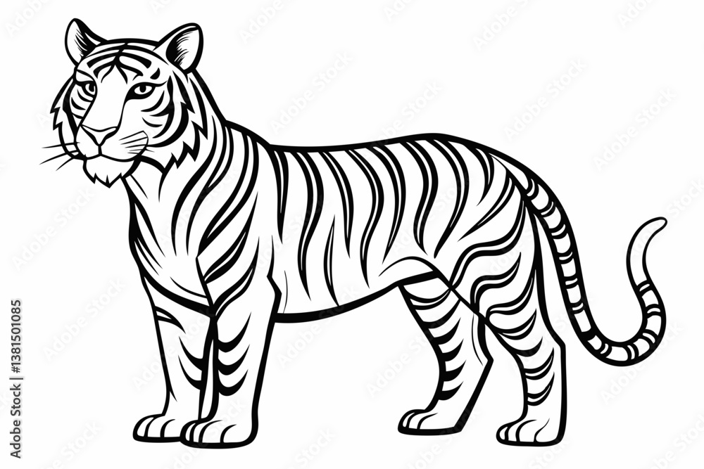 Fototapeta premium coloring page line art the tiger black vector