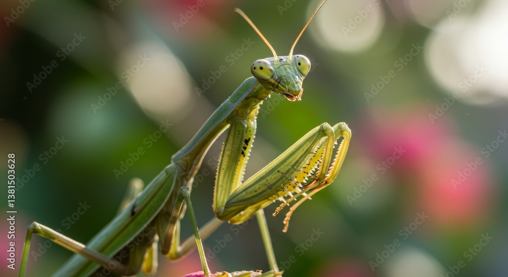 Mantis Close Up: Vibrant Eyes and Intricate Textures - A detailed close-up of a praying mantis in its natural habitat, showcasing its vibrant eyes, intricate textures Mantis Close Up: Vibrant Eyes and Intricate Textures - A detailed close-up of a praying mantis in its natural habitat, showcasing its vibrant eyes, intricate textures