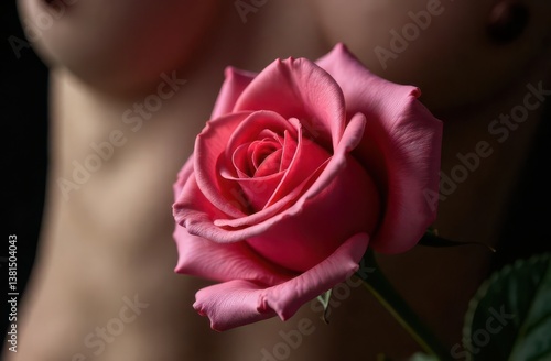 Close-Up of Pink Rose Against Blurred Background