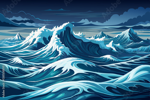 ocean waves in a cold and harsh northern sea, wallpaper