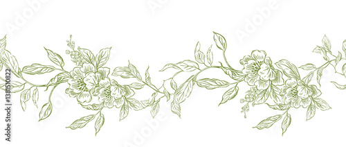 Graphic border with flowers. Illustration