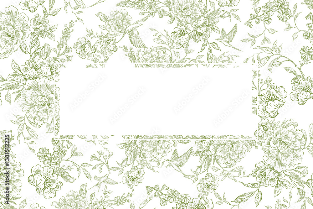 Graphic card with flowers and birds. Illustration Graphic card with flowers and birds. Illustration