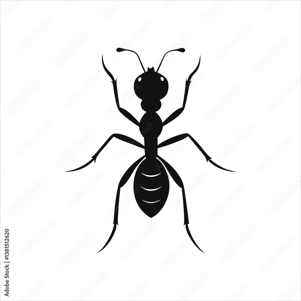 Fototapeta premium Ant Logo Icon Black and White Vector Illustration
