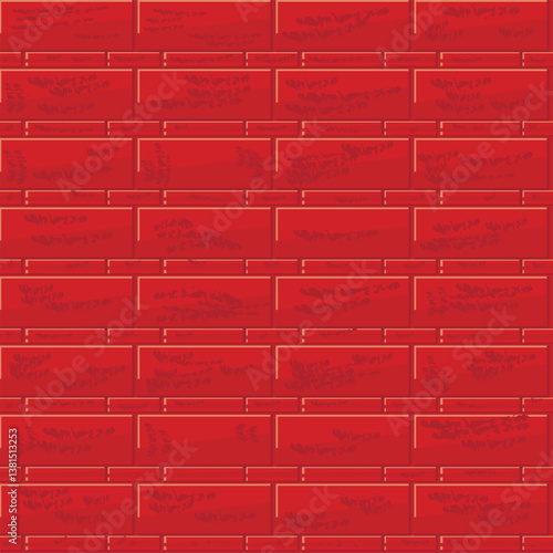 Architecture rustication terracotta bricks with terracotta grout texturised