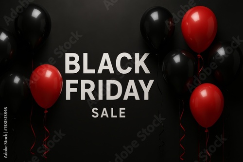 Exciting Black Friday Sale With Red and Black Balloons on Display for Shoppers